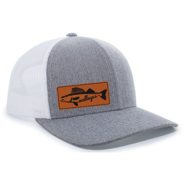 Pacific Headwear - Heather Trucker Snapback Cap - Faux Leather Patch Logo Thumbnail