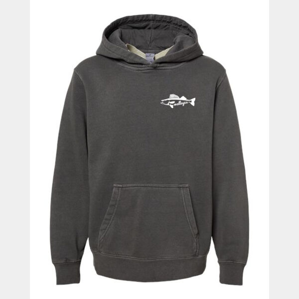 Independent Trading Co. Youth Midweight Pigment Dyed Hooded Sweatshirt - Embroidered Logo Thumbnail